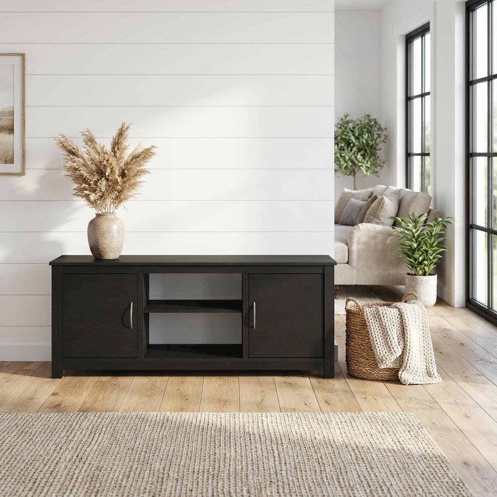 Wooden TV Stand for 65 Inch Screens with Storage and Modern Design