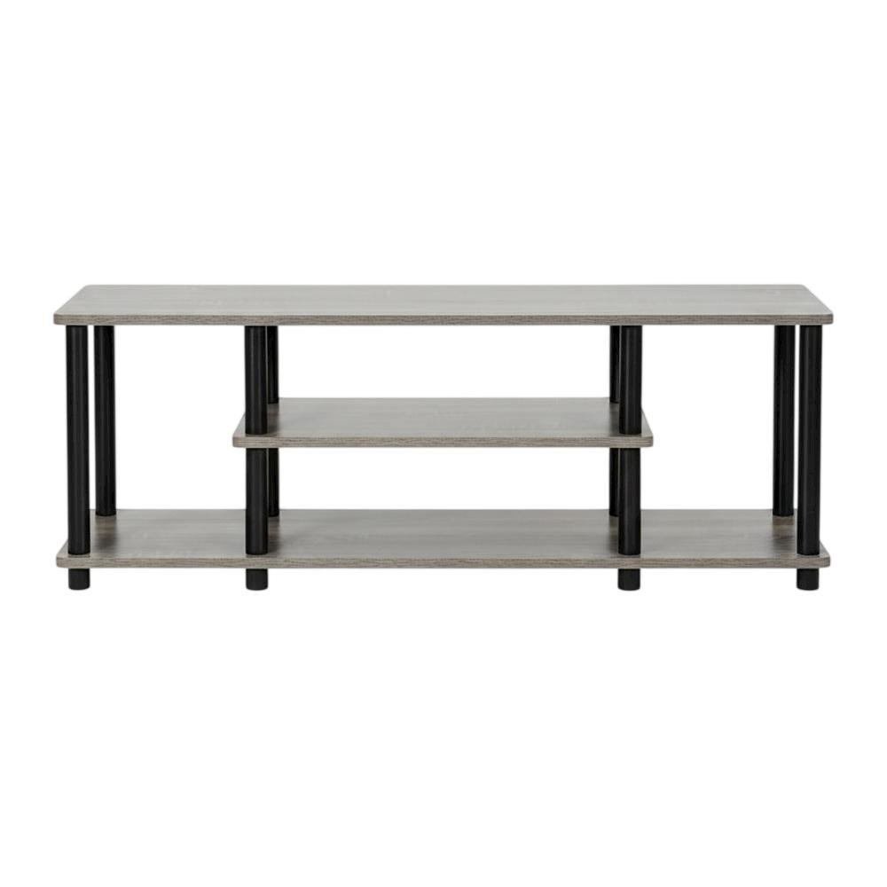 French Oak Grey TV Stand with 3 Tiers and No Tools Assembly