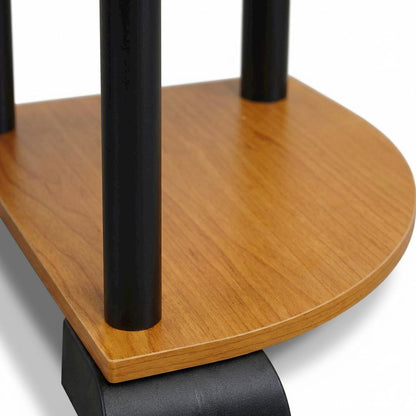 TV entertainment center in light cherry, black, composite wood, PVC tubes