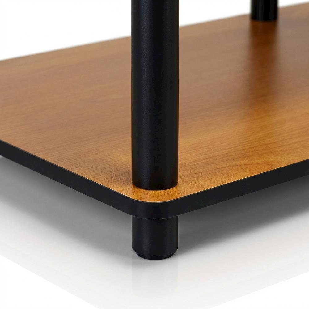Light Cherry and Black TV Stand with Composite Wood and PVC Tubes