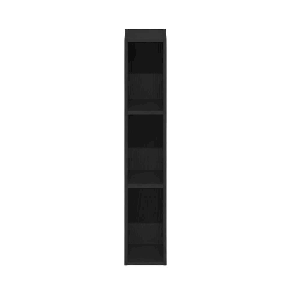 Black wood bookcase with sleek design and sturdy construction