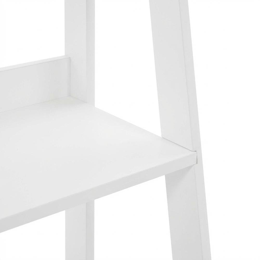 White 5-Tier Ladder Shelf with Open Display and Storage