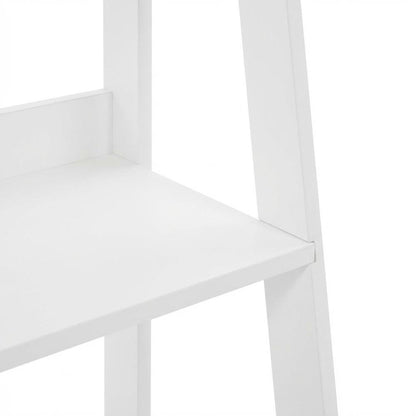 White 5-Tier Ladder Shelf with Open Display and Storage