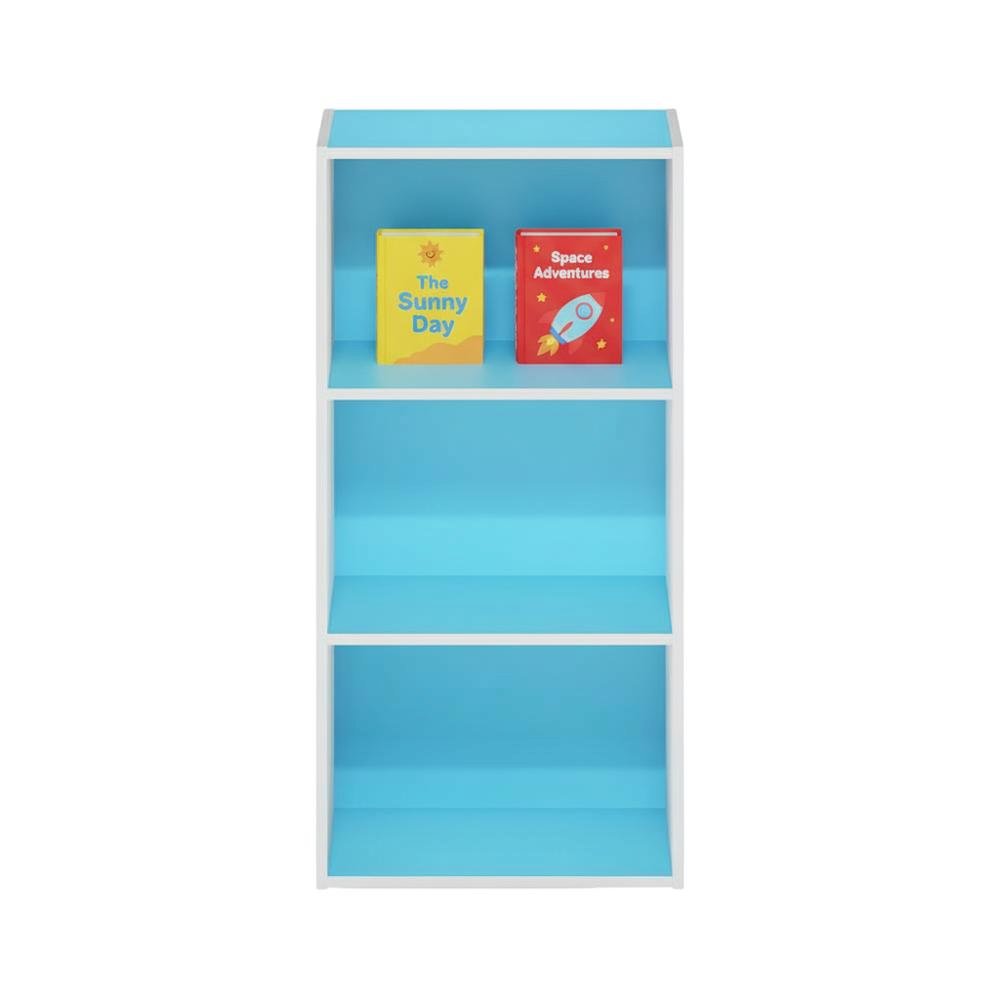 Light Blue 3-Tier Open Shelf Bookcase, Wooden Construction for Organized Storage