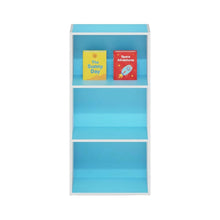 Light Blue 3-Tier Open Shelf Bookcase, Wooden Construction for Organized Storage