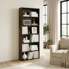Amber Pine 6-Tier Open Shelf Bookcase with Storage Organizer