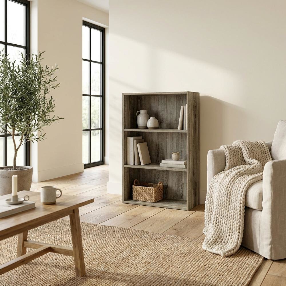 Wooden Bookcase with Adjustable Shelf and Modern Design for Living Room