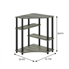 Gray Corner Desk With Shelves, Modern Ergonomic Design For Office Spaces