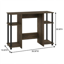Wooden Compact Computer Desk, Columbia Walnut And Black Finish, Modern Design