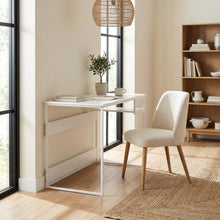 White Study Desk With Solid Finish And Spacious Workspace