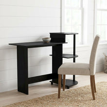 Compact Americano/Black Computer Desk With Shelves For Office Use