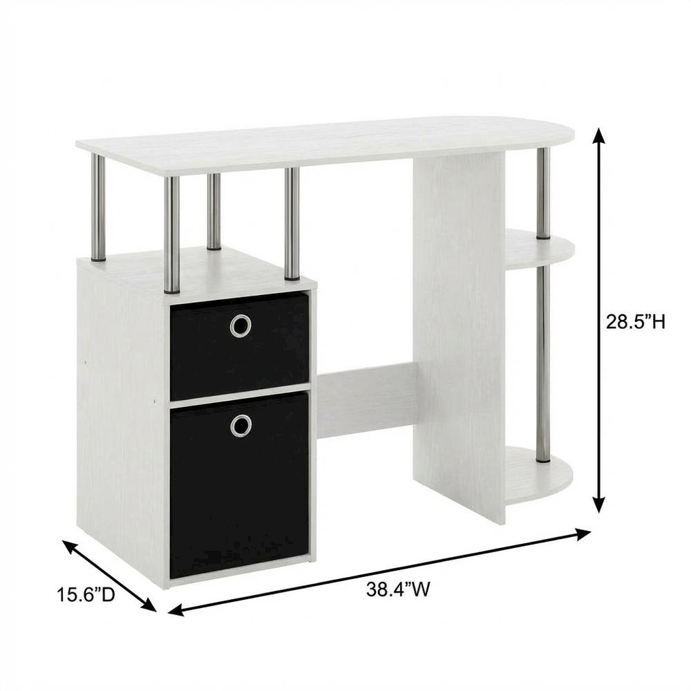 White Oak Study Desk With Bin Drawers And Steel Tubes For Home Office