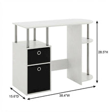 White Oak Study Desk With Bin Drawers And Steel Tubes For Home Office