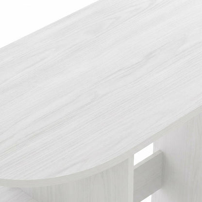 White Oak Study Desk With Bin Drawers And Steel Tubes For Home Office
