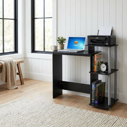 Black and Grey Computer Desk with Spacious Surface and Sturdy Frame