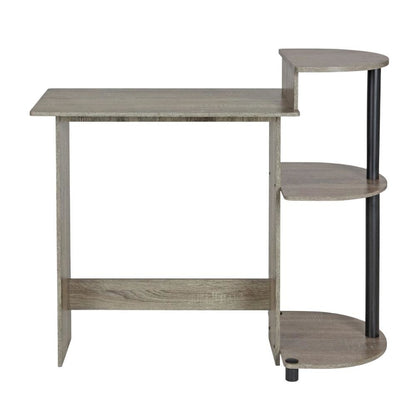 Compact Computer Desk in French Oak Grey, Black, Sleek Design, Sturdy