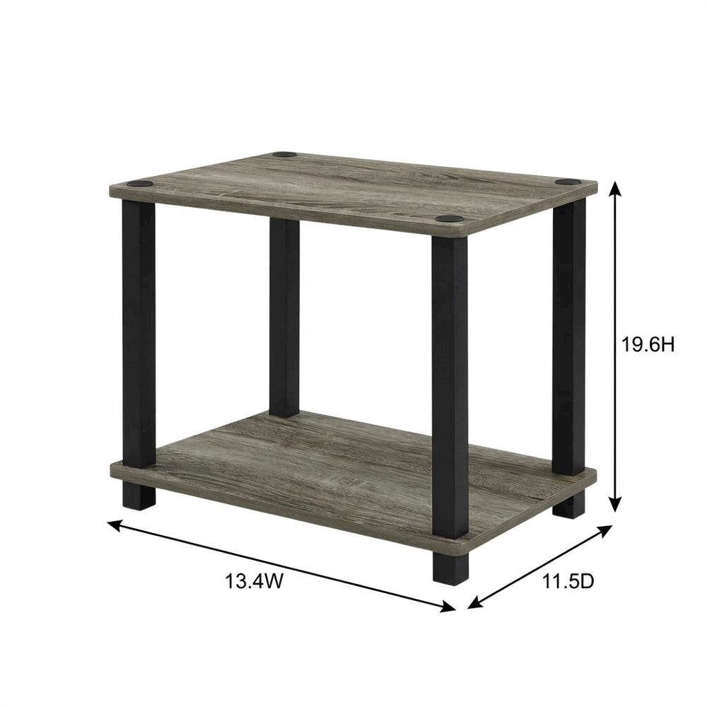 French Oak and Black Wood Nightstand with Compact Design for Bedroom Storage