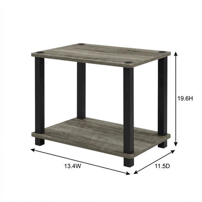 French Oak and Black Wood Nightstand with Compact Design for Bedroom Storage