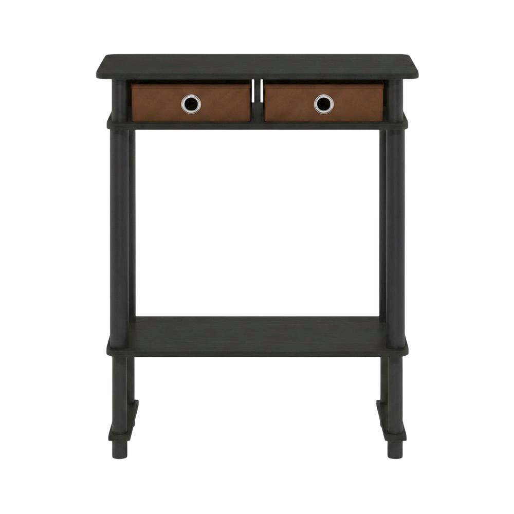 Espresso Hallway Console Table with Storage Bin and Modern Finish