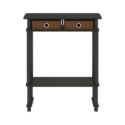Espresso Hallway Console Table with Storage Bin and Modern Finish