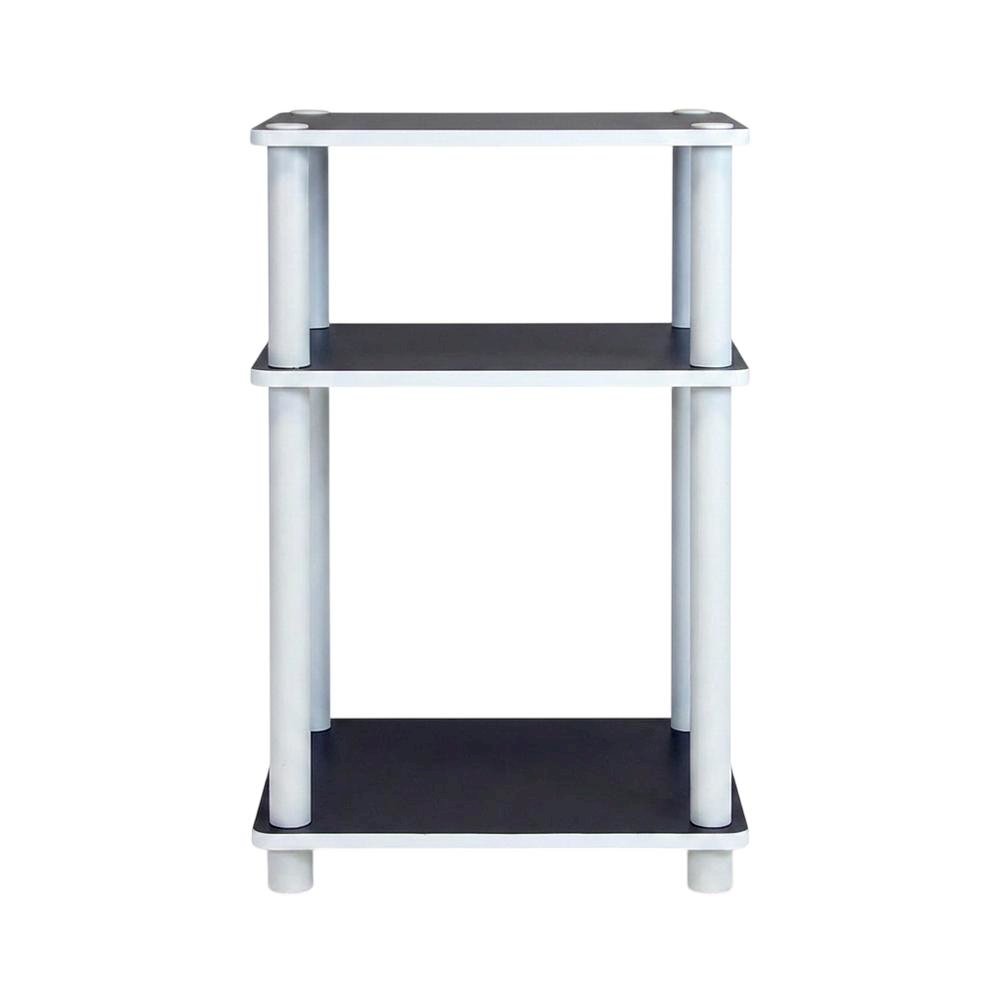 White 3-Tier No Tools Tube End Table with Modern Design and Easy Assembly