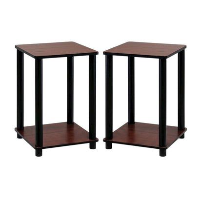 Corner Shelves End Tables, Set of 2, Space-Saving Wooden Design