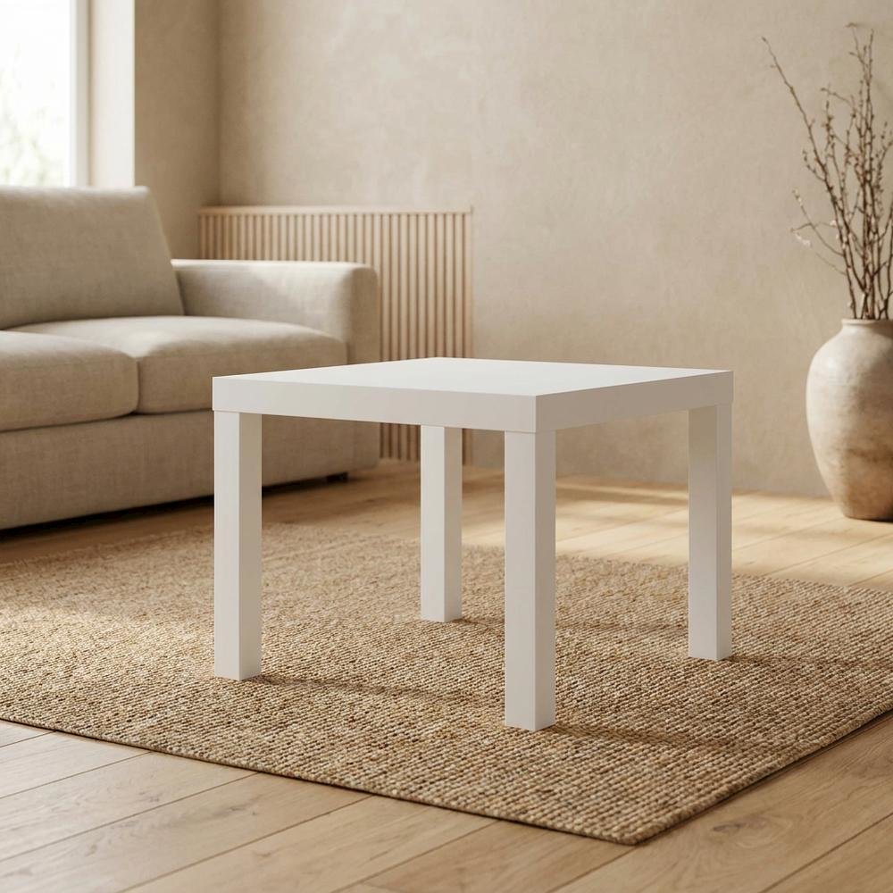 White, Side Table, Quality Build, Durable Wood Frame