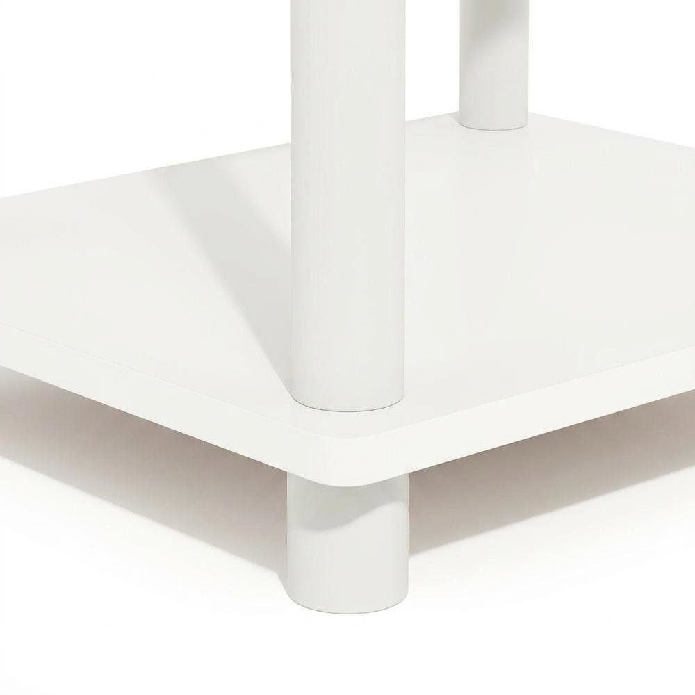 White, Storage Side Table, Open Shelf, USB Charging