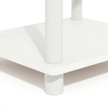 White, Storage Side Table, Open Shelf, USB Charging