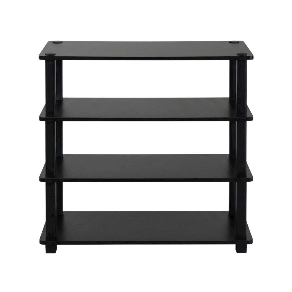Brown 4-Tier Shoe Rack, Composite Wood, PVC Tubes, Tool-Free Assembly