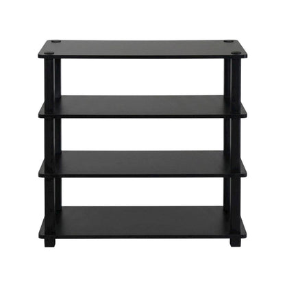 Brown 4-Tier Shoe Rack, Composite Wood, PVC Tubes, Tool-Free Assembly