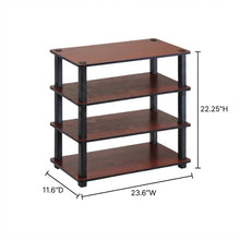 Brown 4-Tier Shoe Rack, Dark Cherry Engineered Wood, Tool-Free Assembly