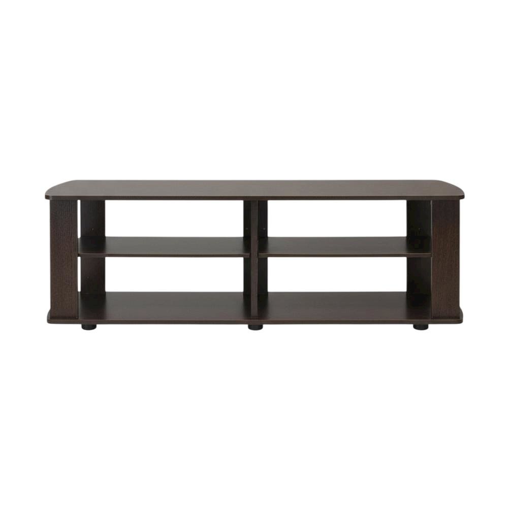 Dark Brown TV Stand with Composite Wood Finish for Living Room Storage