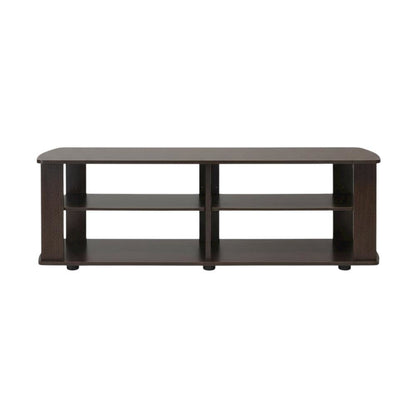 Dark Brown TV Stand with Composite Wood Finish for Living Room Storage