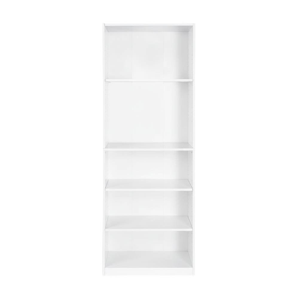 White 5-Shelf Bookcase with Sturdy Shelving for Living Room Storage