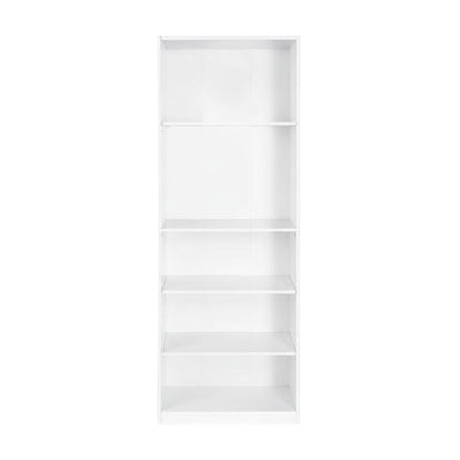 White 5-Shelf Bookcase with Sturdy Shelving for Living Room Storage