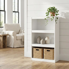White 3-Tier Adjustable Shelf Bookcase with Modern Storage Design