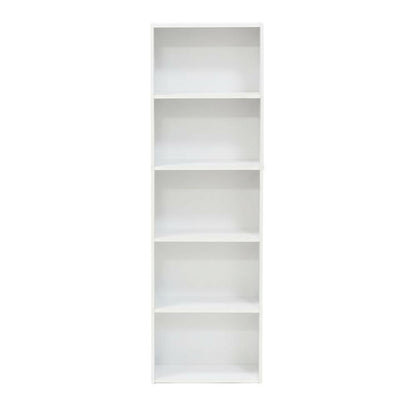 Reversible 5-Tier White Open Shelf Bookcase for Storage and Organization