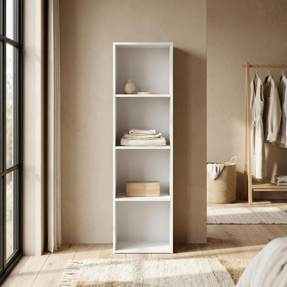 Wooden 4-Tier Open Shelf Closet Organizer for Multipurpose Storage, Organization