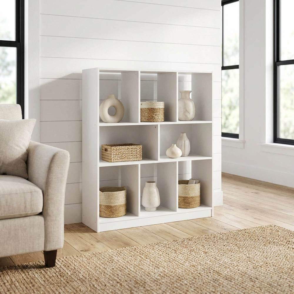 Wooden bookcase with spacious shelf storage for home or office use