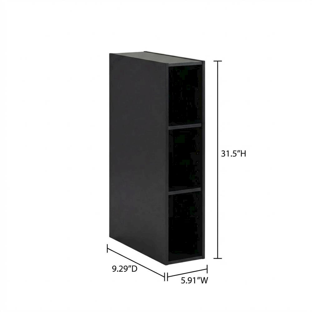 Black wood bookcase with sleek design and sturdy construction