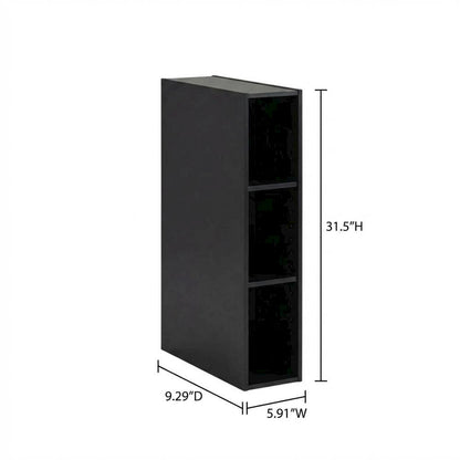 Black wood bookcase with sleek design and sturdy construction