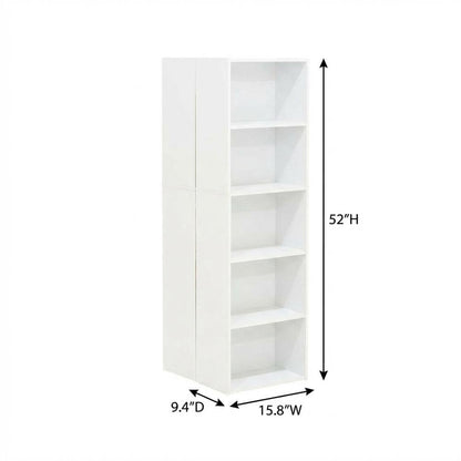 Reversible 5-Tier White Open Shelf Bookcase for Storage and Organization