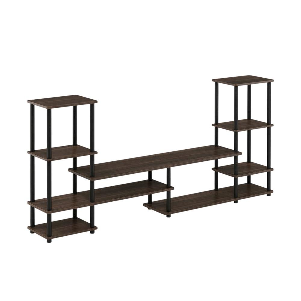 Modern Entertainment Center in Espresso/Black with Spacious Shelves and Storage