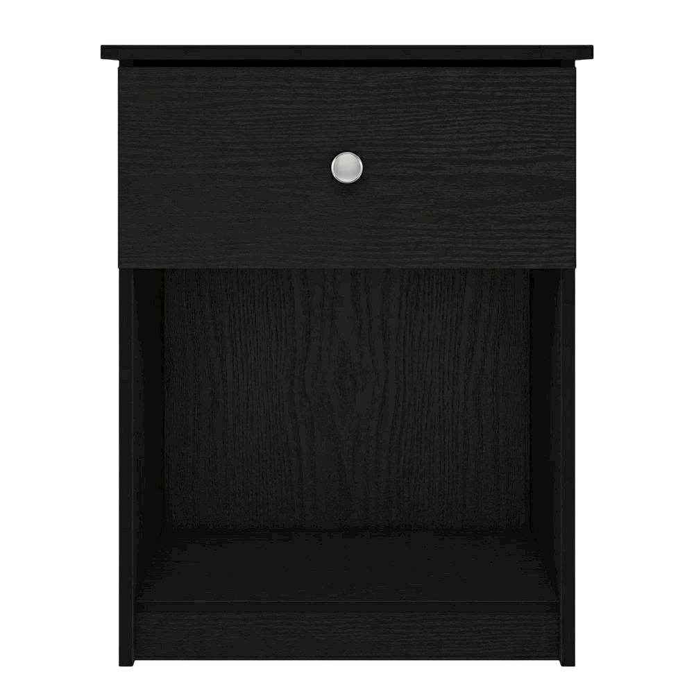 Black Wood Nightstand Set with Drawer - Modern Bedside Storage