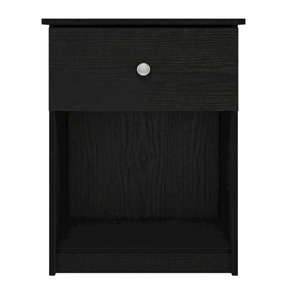 Black Wood Nightstand Set with Drawer - Modern Bedside Storage