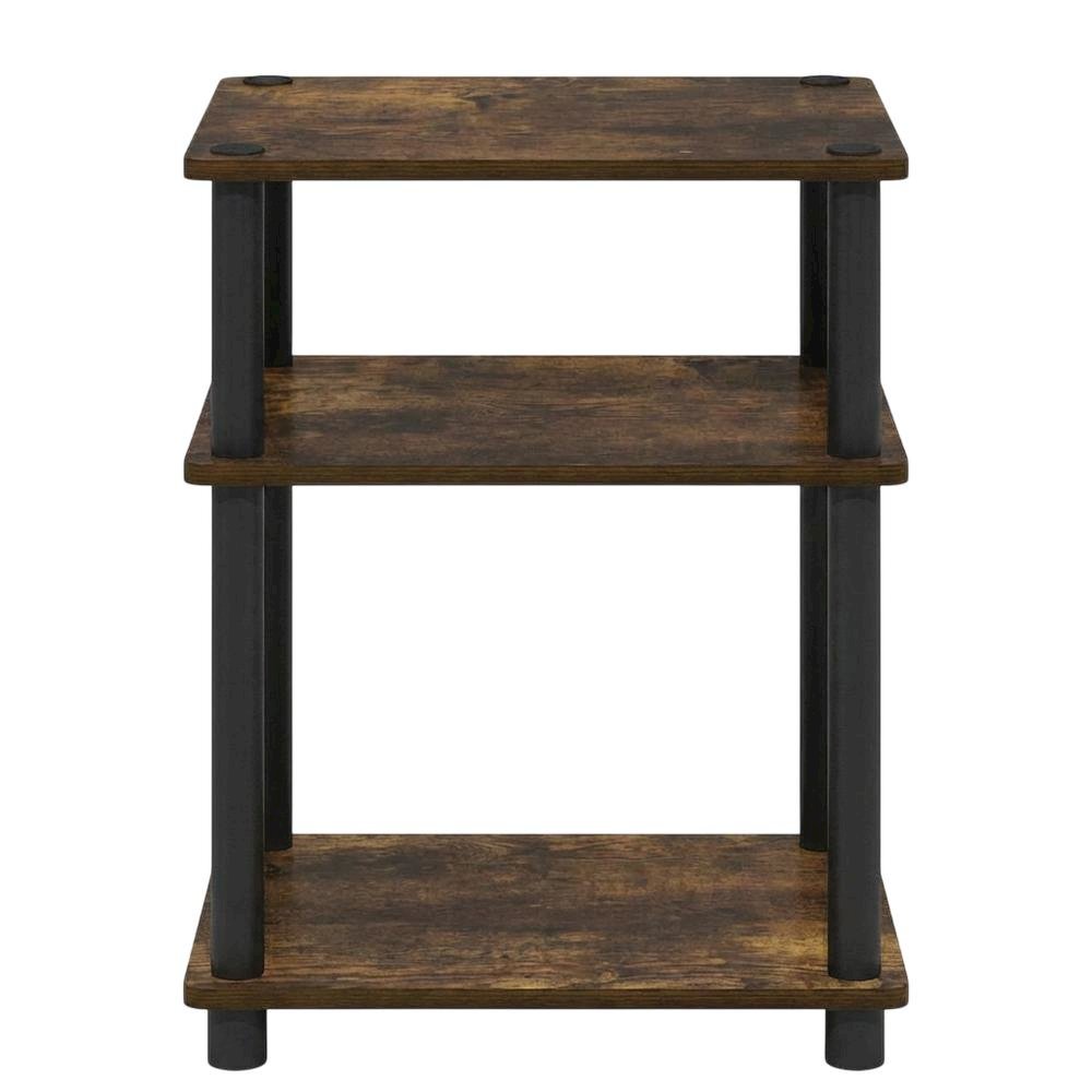 Amber Pine and Black 3-Tier End Table Set with Modern Design