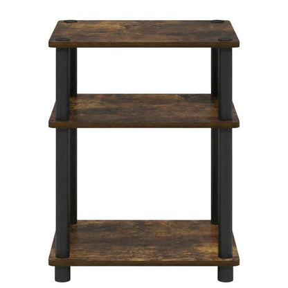 Amber Pine and Black 3-Tier End Table Set with Modern Design