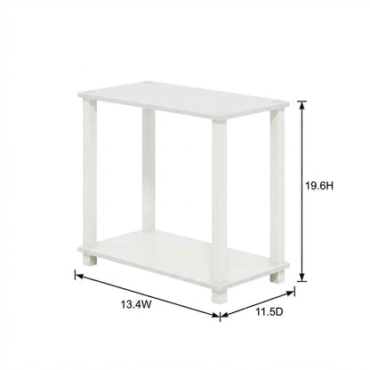 Small White End Table with Contemporary Design and Solid Construction