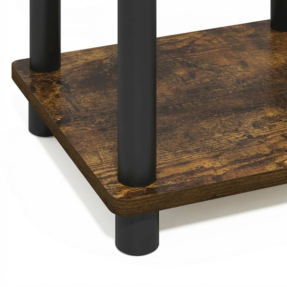 Amber Pine and Black 3-Tier End Table with Modern Design